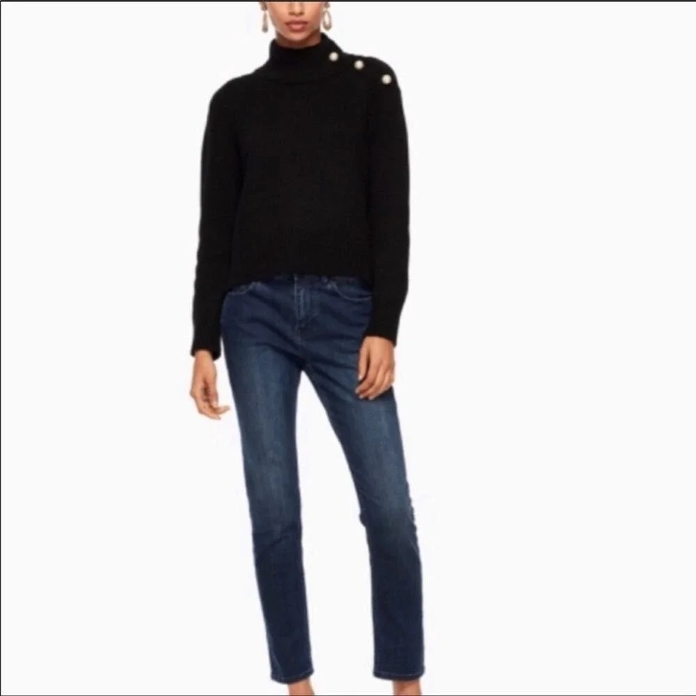 SPRING SALE! Kate Spade Broome Street Lace Pearl Button Black‎ Sweater Small